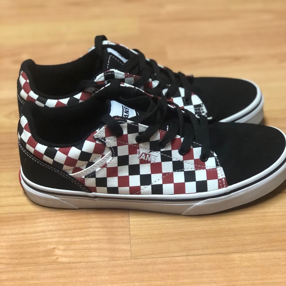 Vans Youth Size 6 Red Black Checkered Skate Shoes